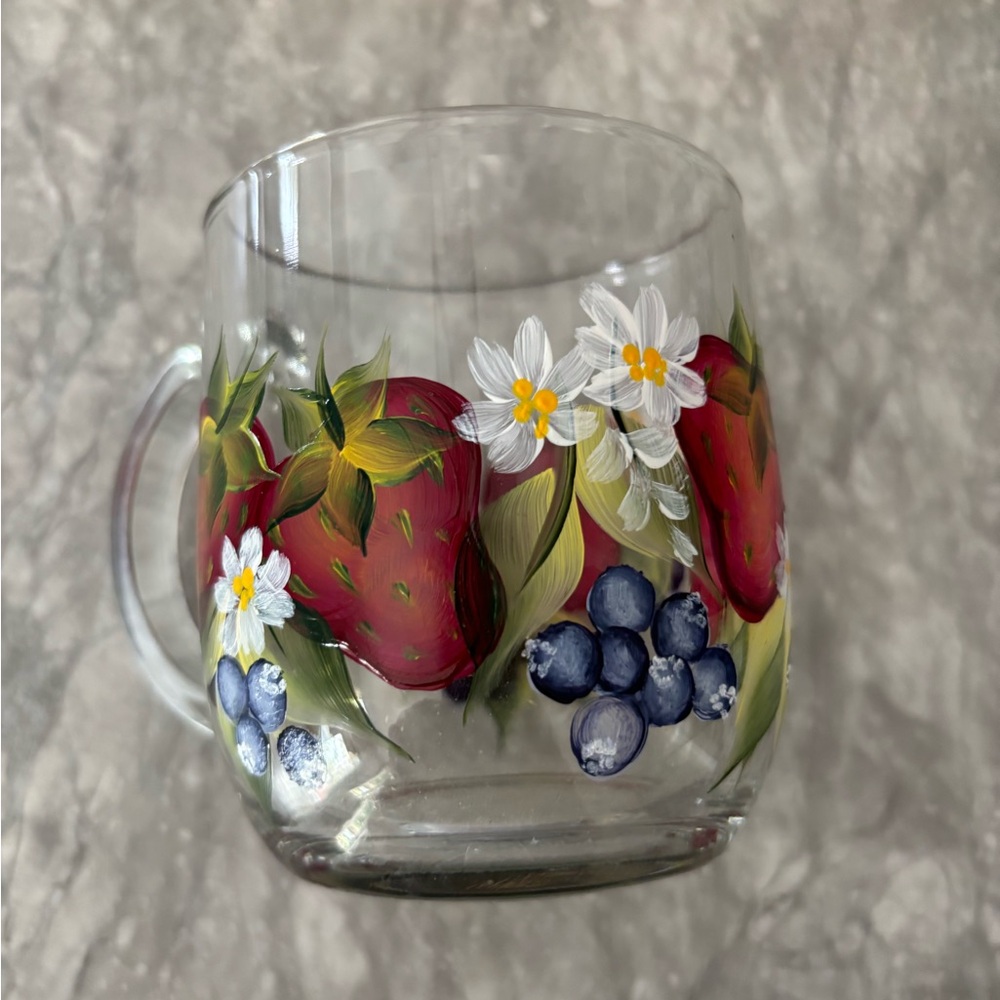 Hand-Painted Fruit Glass Mug